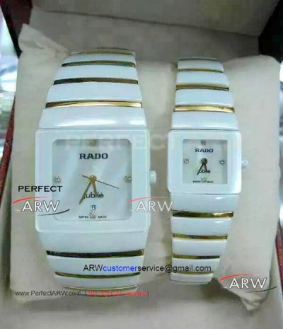 Perfect Replica Rado Jubile Lovers Watches 2-Tone Ceramic Case